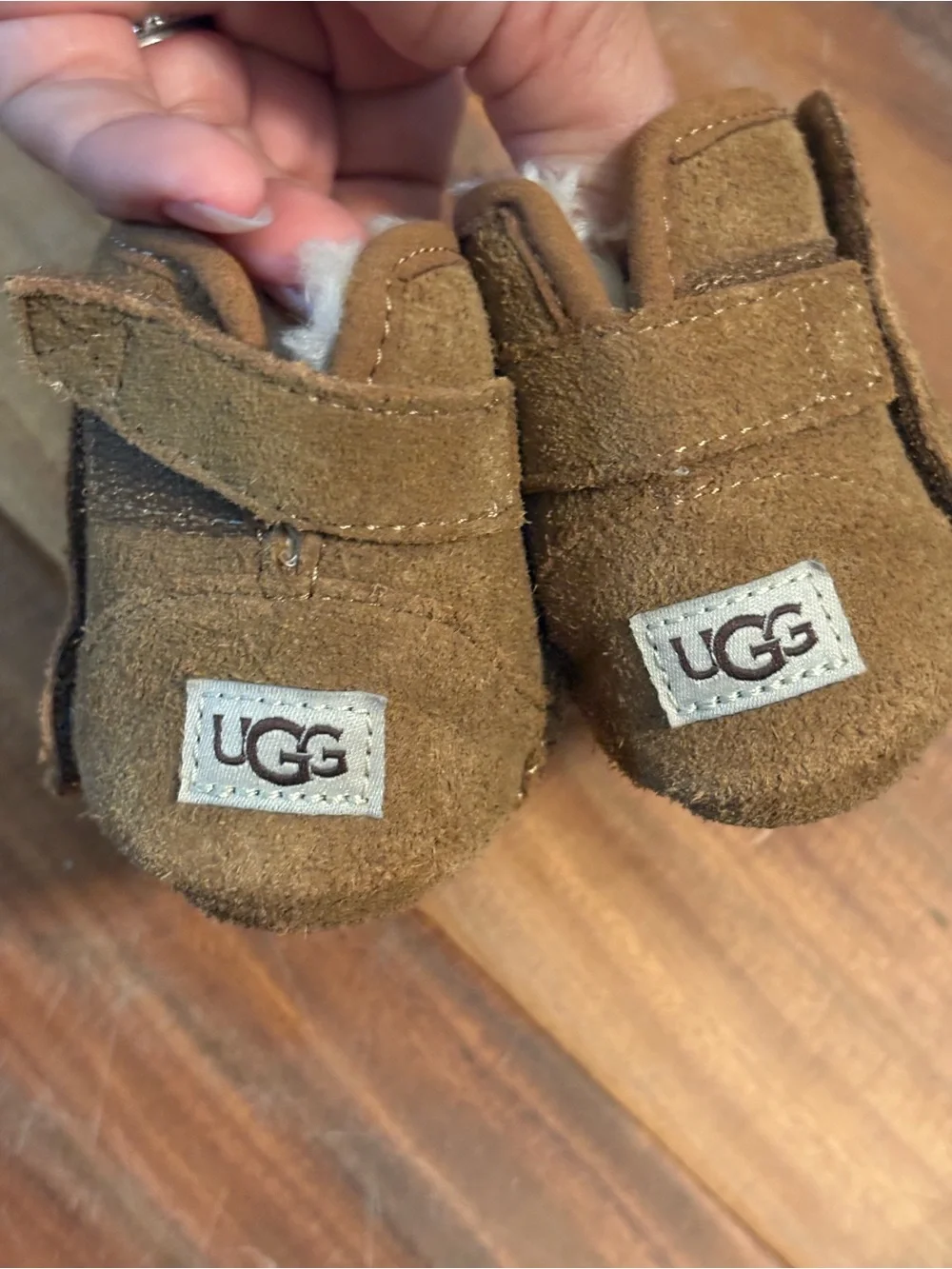 UGG Bixbee Baby Booties Chestnut Suede Crib Shoes Size 0/1 Infant (s4)